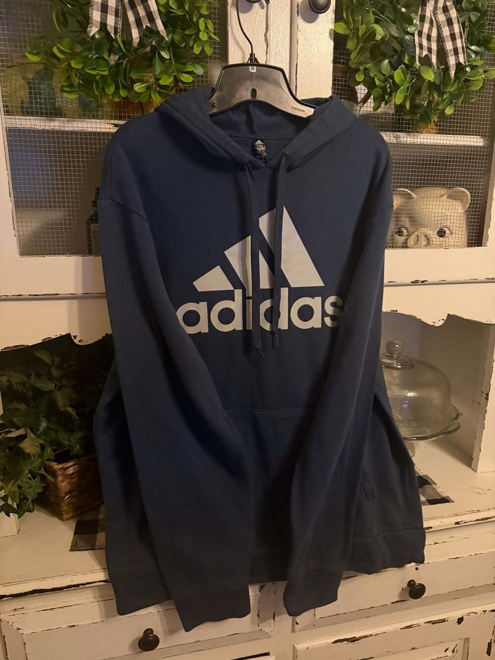 Adidas Golf Hoodie Size L Blue Logo Pullover Sweatshirt